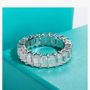 5cttw Moissanite Emerald cut Wedding Band
